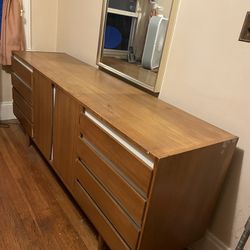 American Martinsville Beech Wood And White Triple Dresser