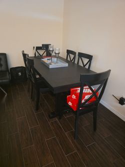 Black Dining Table with 6 Chairs