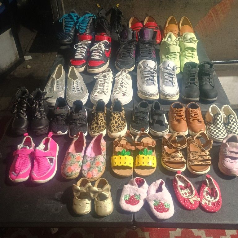 Lot Of All Kinds Of Different Shoes Mens, Women's And Kids - All Sizes