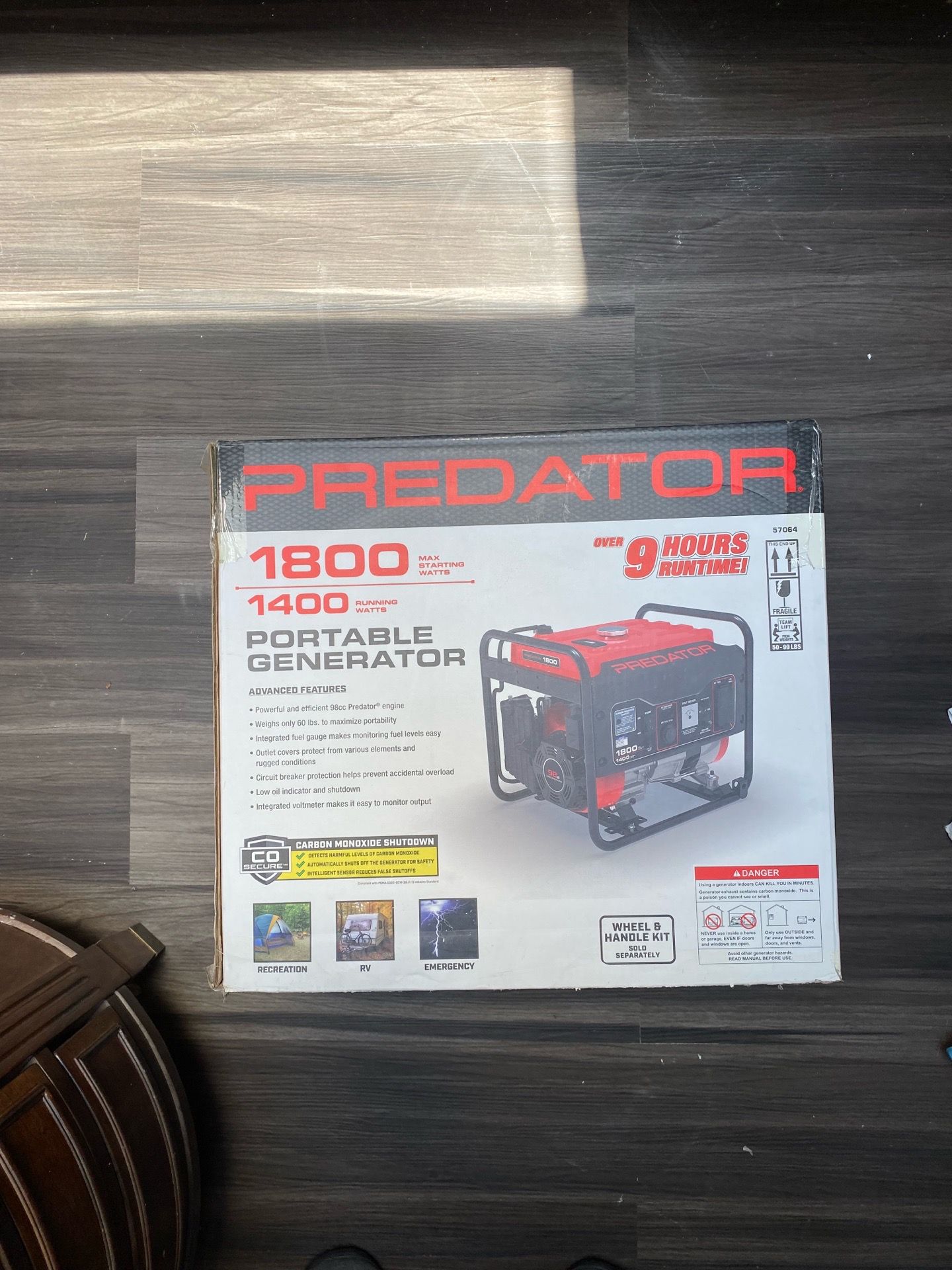 Predator 1800 watt gas powered portable Generator