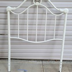 Antique-Style White Twin Bed Frame + Headboard 