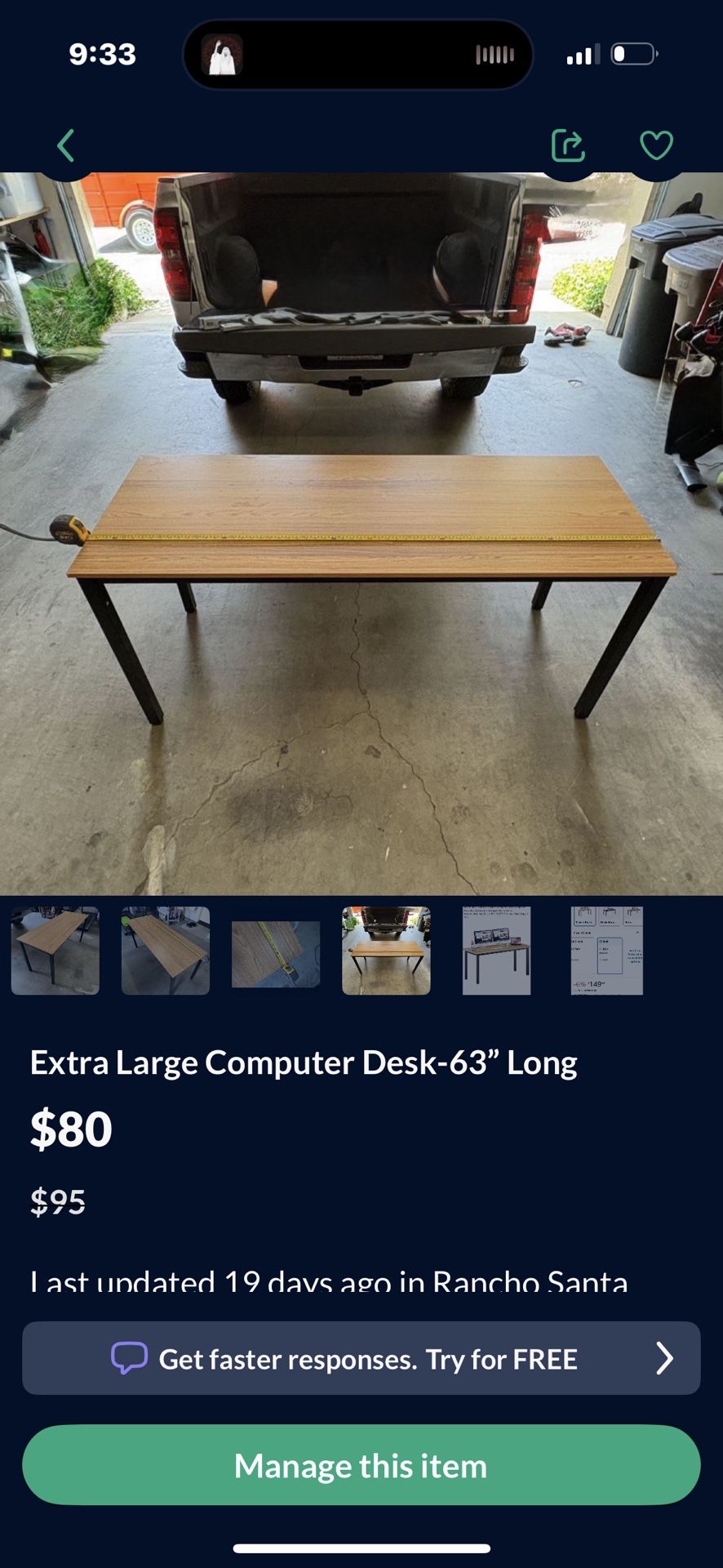 MUST GO!! OBO!! Extra Long Computer Desk-63” Long