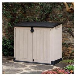 Store-It-Out Midi 30 Cubic Foot All-Weather Resin Storage Shed, Beige, New in Box
