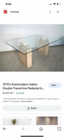 Travertine Glass Dining Table