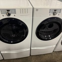 Kenmore Washer and Dryer Electric Set Front Loads Free Cords Pedestals Attachments