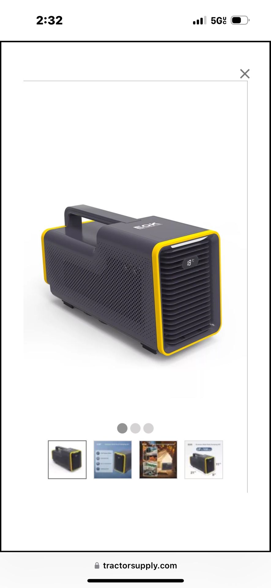 Emerson Quiet Kool 115V Portable Camping Air Conditioner, 100 sq. ft., 1,500 BTU