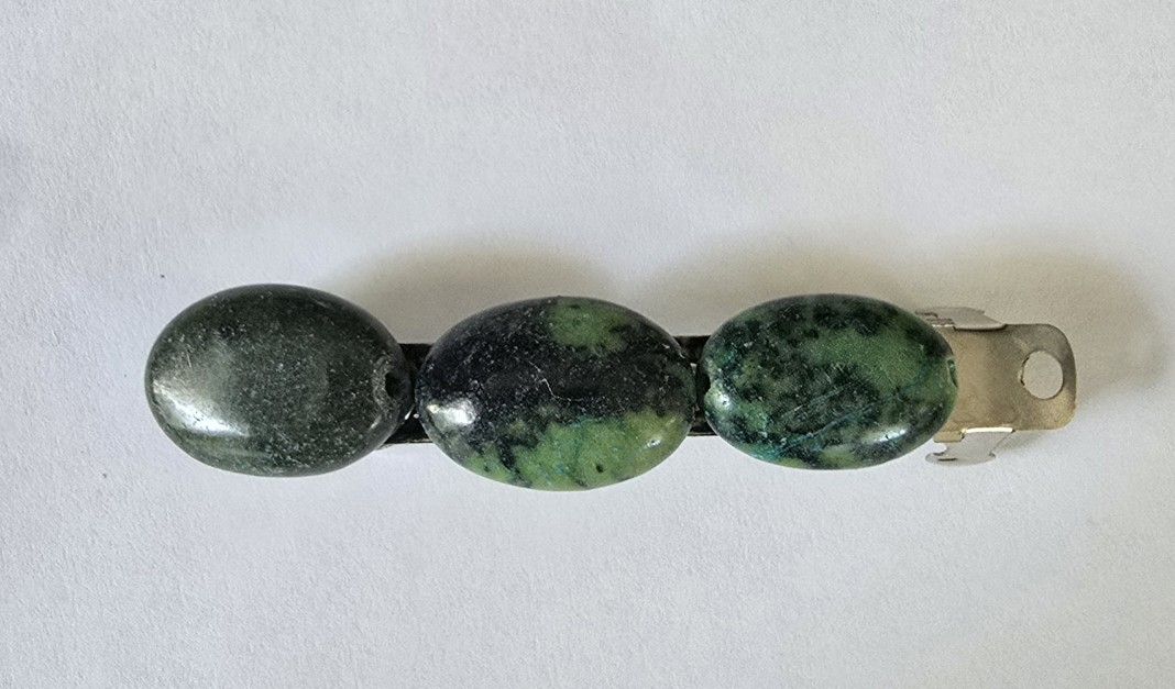 UNIQUE BOUTIQUE ARTESAN DESIGN MALACHITE BEAD HAIR JEWELRY BARRETTE HOT TREND