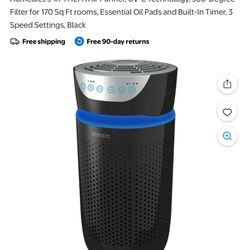 Homedics 5-in-1 HEPA Air Purifier, UV-C Technology, 360-Degree Filter for 170 Sq Ft rooms