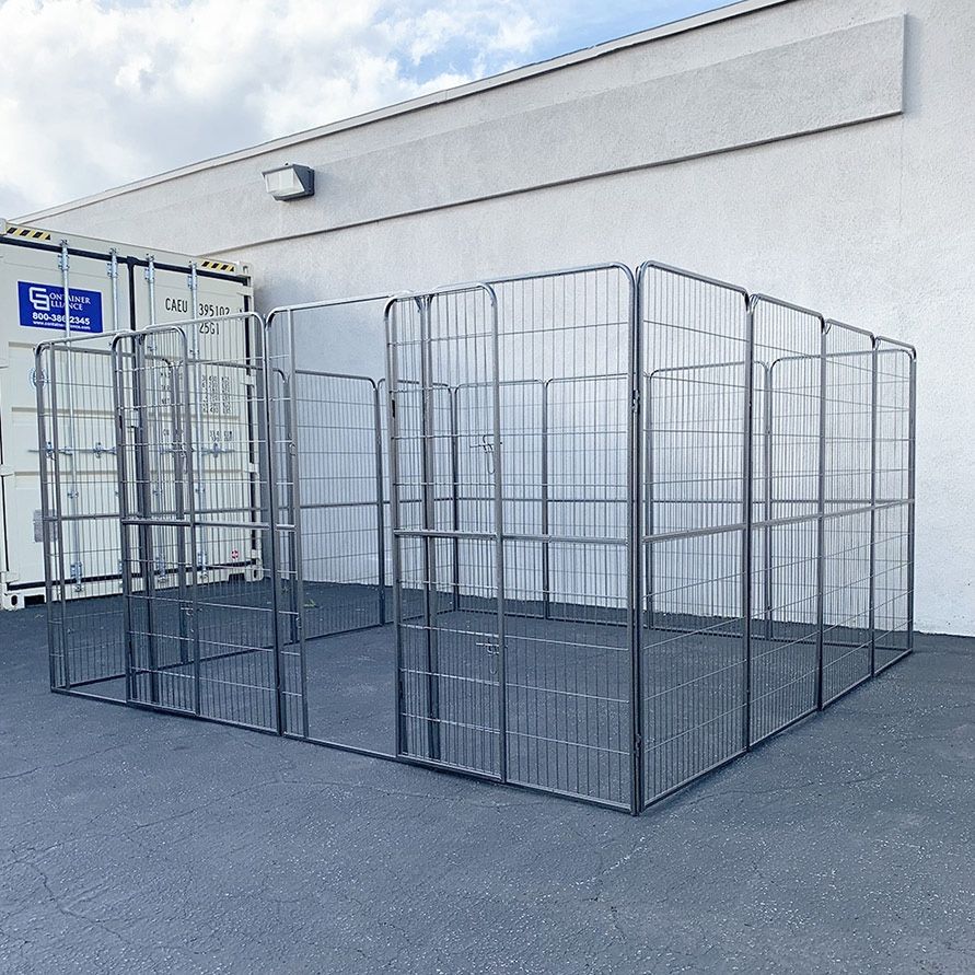 (NEW) $320 Dog 16-Panel Playpen, 10x10x5ft Tall Heavy Duty Pet Exercise Fence Crate Kennel Gate