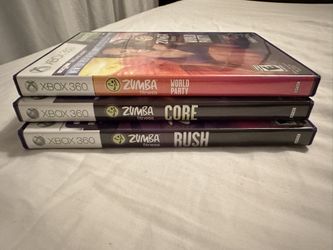 ZUMBA Fitness World Party / Core/ Rush Game BUNDLE For XBOX 360 KINECT Like New CIB