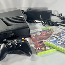 Xbox 360 S Slim 1439 Console Bundle Includes Controller Madden NBA2K No HDD