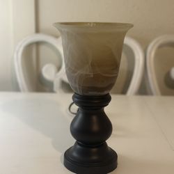 Stylish Table Lamp – Marbled Glass Shade + Bronze Base – $15