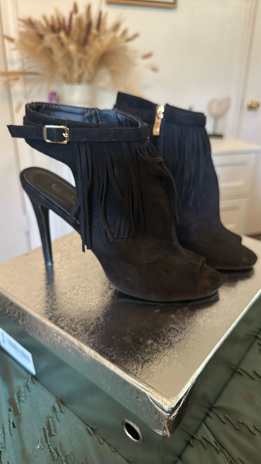 Black Peep Toe Heels