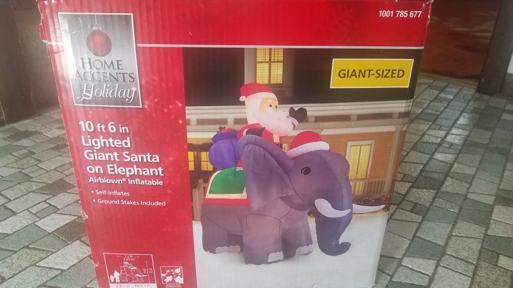 Brandnew Christmas Inflatables Light Giant Santa on Elephants 10ft 6in