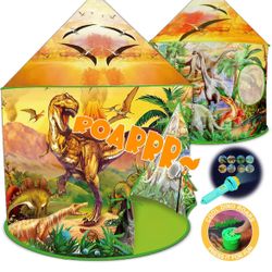 Dinosaur Discovery Kids Tent with Light Up Roar Button Lifelike Sound Projector Flashlight Extraordi