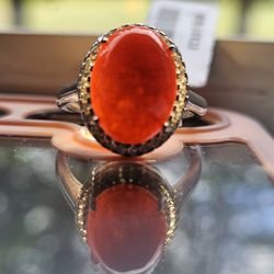 Natural Burmese Jadeite Ring & Pendant Set - RED
