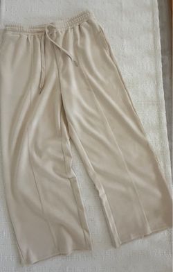 Wide Leg Drawstring Trousers Cream