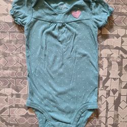 Carter's 12M Green Polka Dot Girl's Bodysuit with Pink Heart