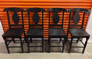 Set Of 4 Beautiful Black Counter Height Wood Chairs