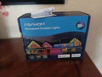 ASAHOM AI Permanent Outdoor Lights S107B, 100FT with 72 RGBCW LED Lights, 30,000 Lighting Effect, Controller with Dual Output, Extend to 800FT, Cuttab