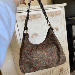 VINTAGE TOMMY HILFIGER PAISLEY, BROWN MULTICOLOR SHOULDER BAG  