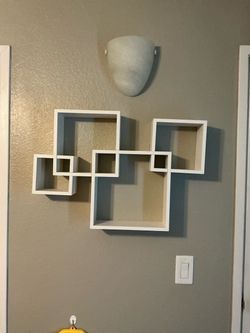 White Interlocking Cube Wall Shelves