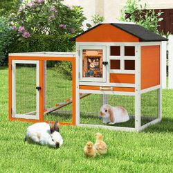 Outdoor Wooden Rabbit Hutch with Run