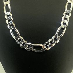 925 Silver Necklace 26” Flat Figaro 9.5mm 59.1grams  144798 14