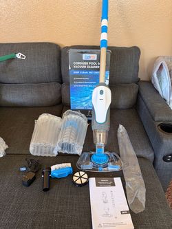 Brand: YSMJ out of 5 stars Cordless pool and spa vacuum, rechargeable handheld vacuum (ice blue)