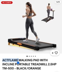 ACTFLAME WALKING PAD WITH INCLINE PORTABLE TREADMILL 2.5HP TM-500 - BLACK/ORANGE