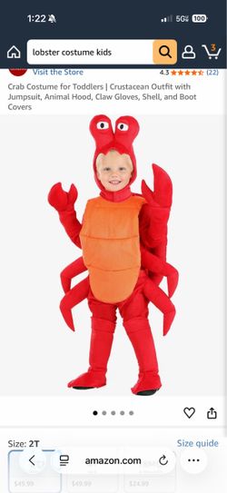 Toddler Crab Costume Size 2T