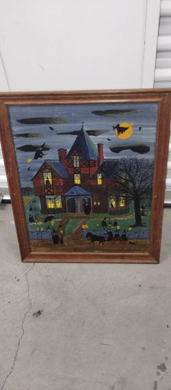 Halloween Oil Painting Signed