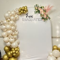 7ft Arch Back Drop With Cover And Balloon Garland, Arch Flower And Fairy lights