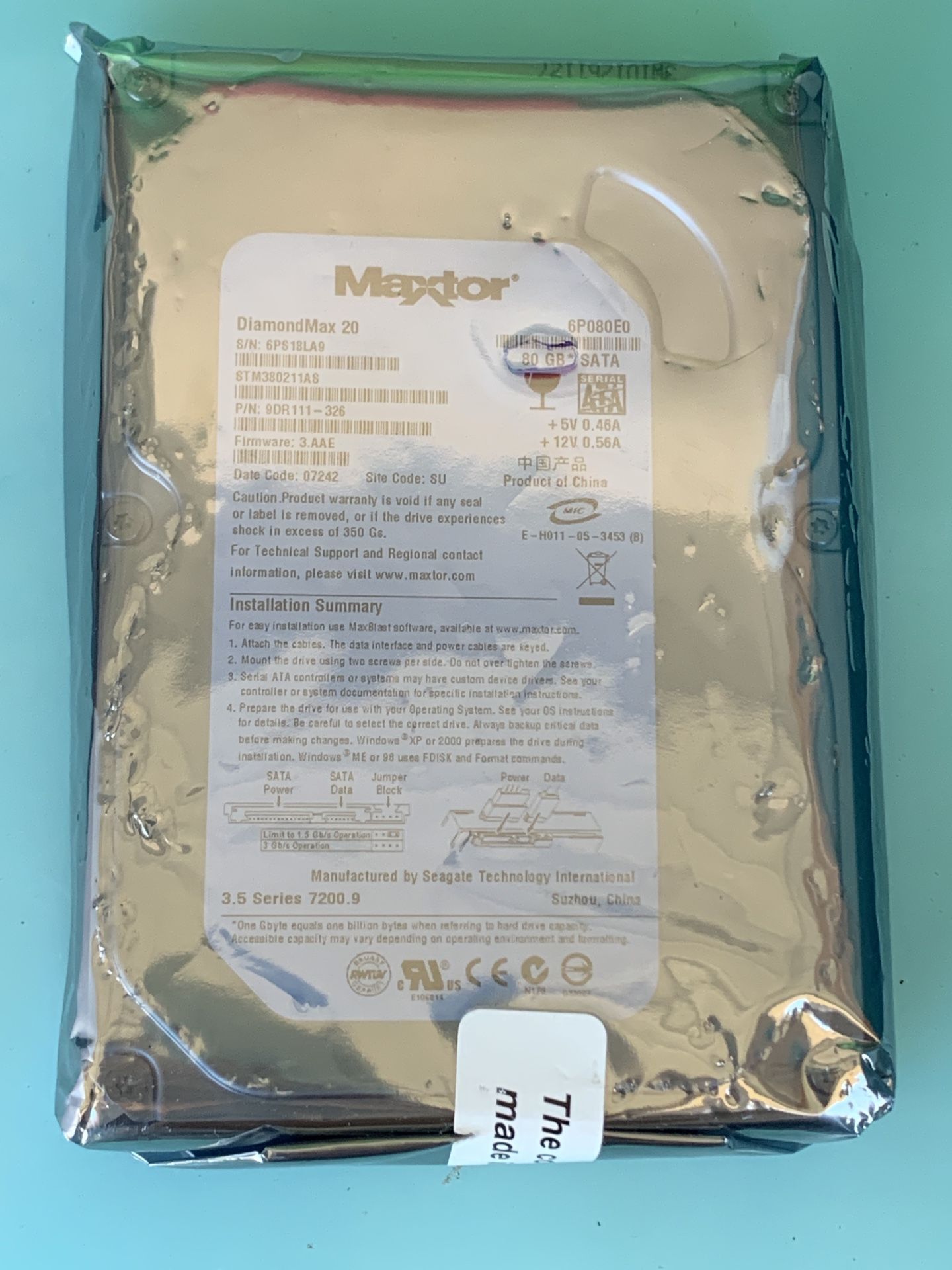 New 80GB Maxtor DiamondMax 20 SATA Hard Drive  Cash only  