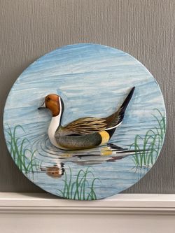 Hand painted floating duck wall art