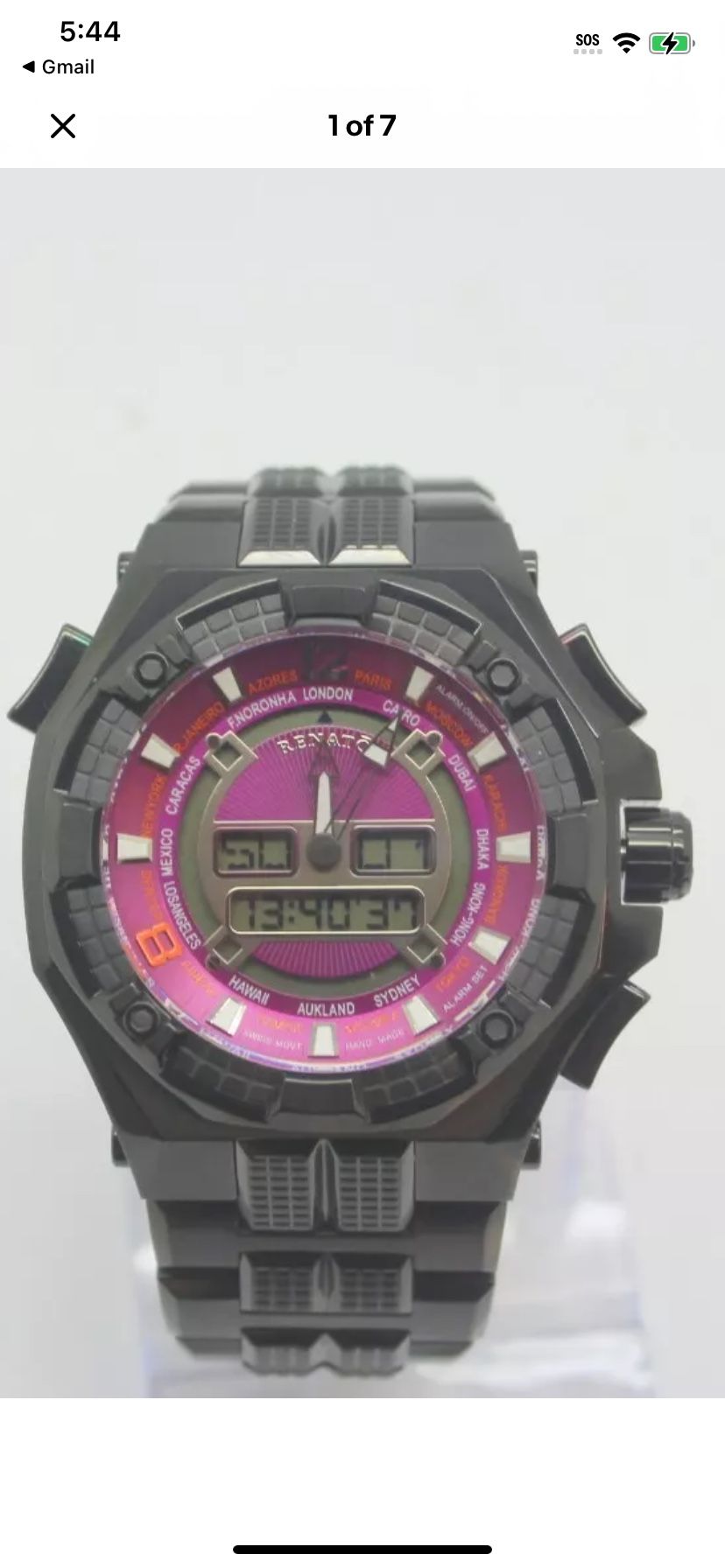 Renato Men's Mostro Ana-Digi Watch World Time 9003 Limited Edition Swiss ISA Mo