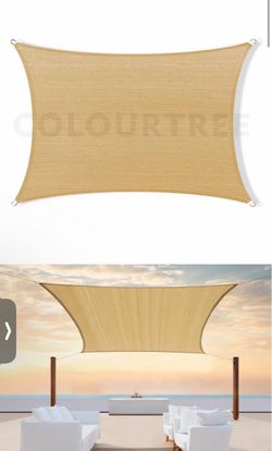 8 ft. x 10 ft. 190 GSM Sand Beige Rectangle Sun Shade Sail Screen Canopy, Outdoor Patio and Pergola Cover
