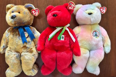 Ty Beanie Buddies Bear Lot - Clubby III, Osito and Peace