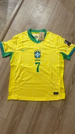 Brazil Style Soccer Jersey #7 Vini Jr Men’s Football Shirt Yellow New Size M