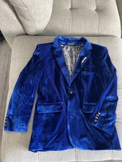 Luxury Blue Velvet Blazer – Size S – NEW – Statement Piece