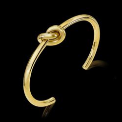 Stainless Steel Gold Plated Twisted Knot Bangle/Bracelet Size 16 For Women