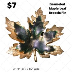 Enameled Maple Leaf Brooch Pin