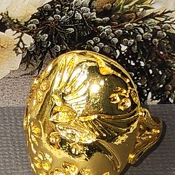 #2189, 14K GOLD PLATED ENAMEL VINTAGE BIRD RING Sz 10
