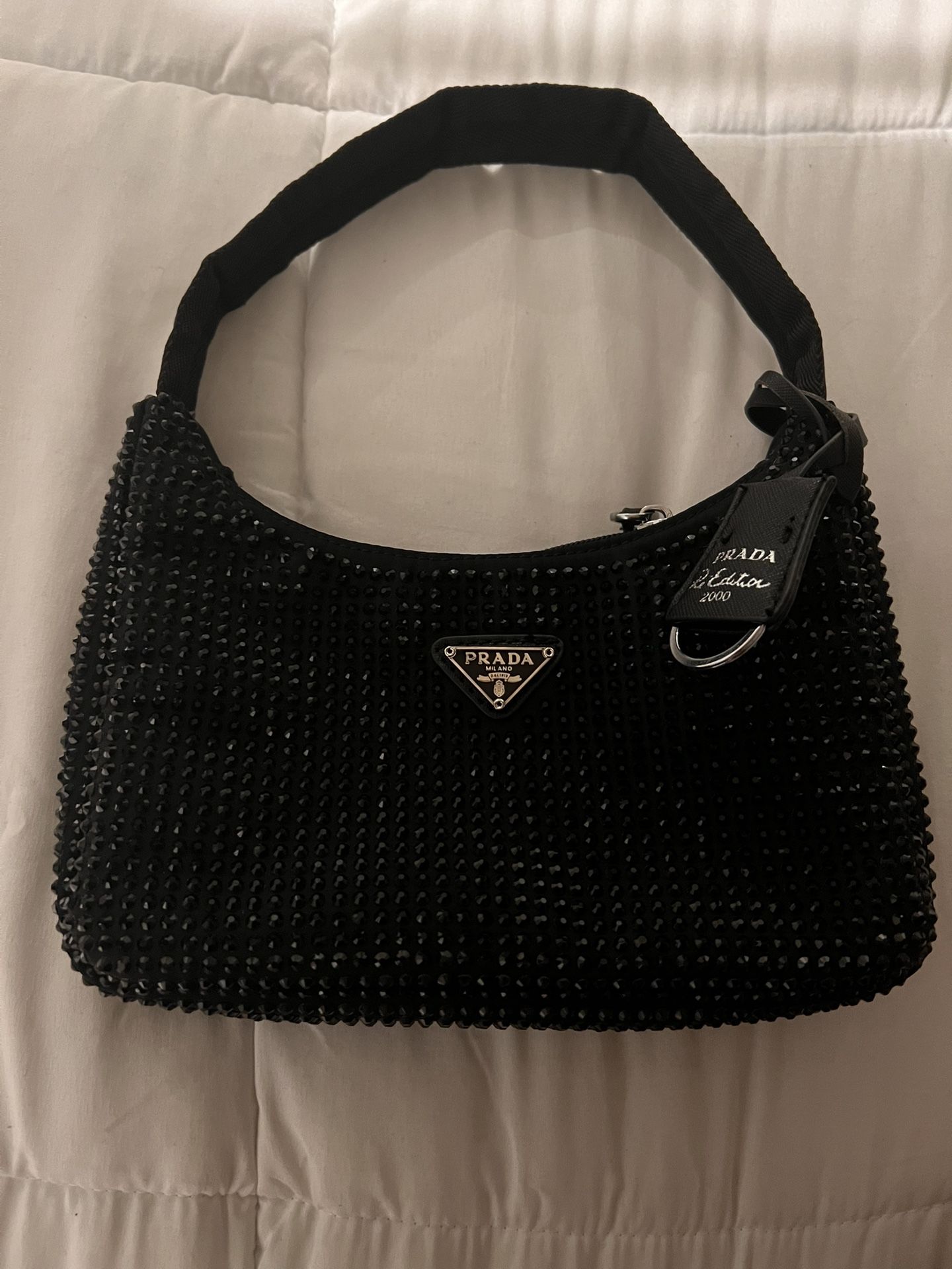 Rhinestone Nylon Prada shoulder bag