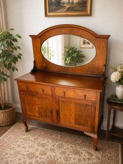 Vintage sideboard Buffet credenza with removable mirror Solid wood