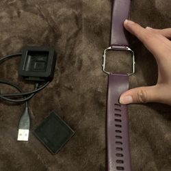 FitBit Watch With Purple  Leather Band 