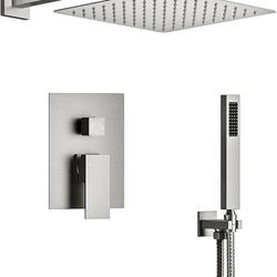 10 Inch Rainfall Shower System,High-Pressure Rain Shower Head with Handheld Combo, Shower Head System with Shower Valve with Diverter, Wall Mounted Ba