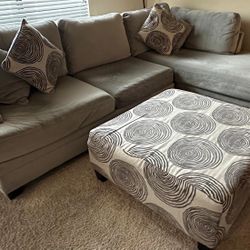 MOVING SALE – Gray Chaise Sectional + Ottoman | Must Go ASAP