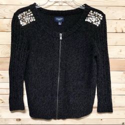 American Eagle Outfitters Women’s Dark Gray Zip Cardigan Sweater Petite size SP