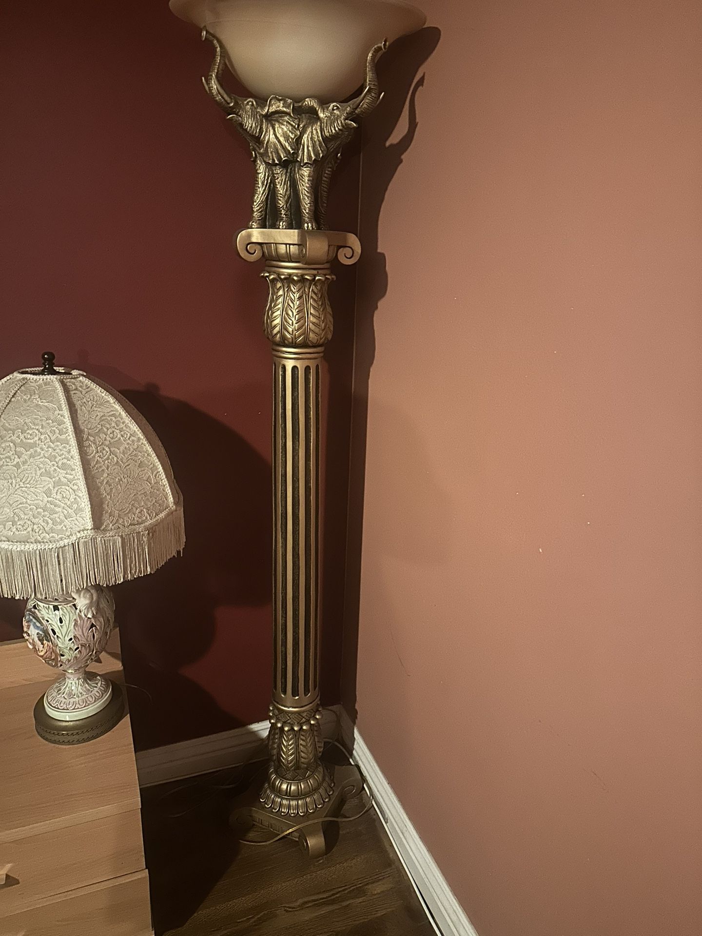 Vintage Elephant Floor Lamp Column
